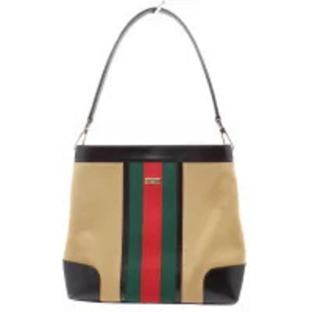 Gucci Brown Sherry Shoulder Magnetic Hobo Button Dark Beige Red Bag Green One
